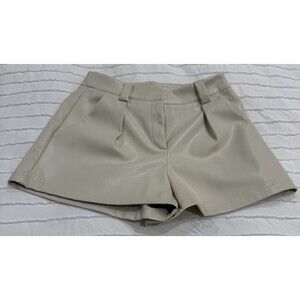 TCEC Women’s Faux Leather Beige Shorts, Size Medium